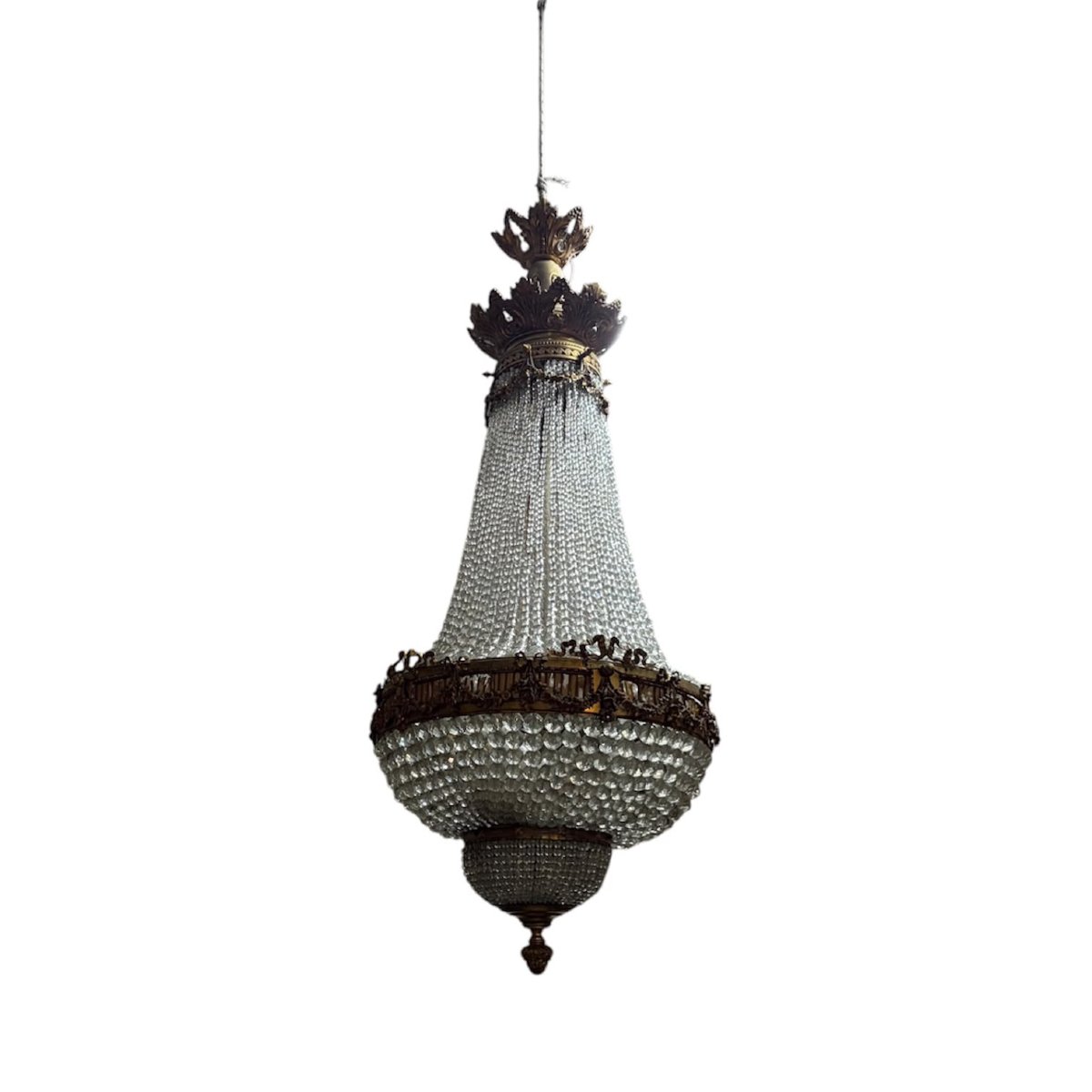 Lustre en bronze doré et cristal en forme de montgolfière – France, milieu du XIXe siècle-photo-2