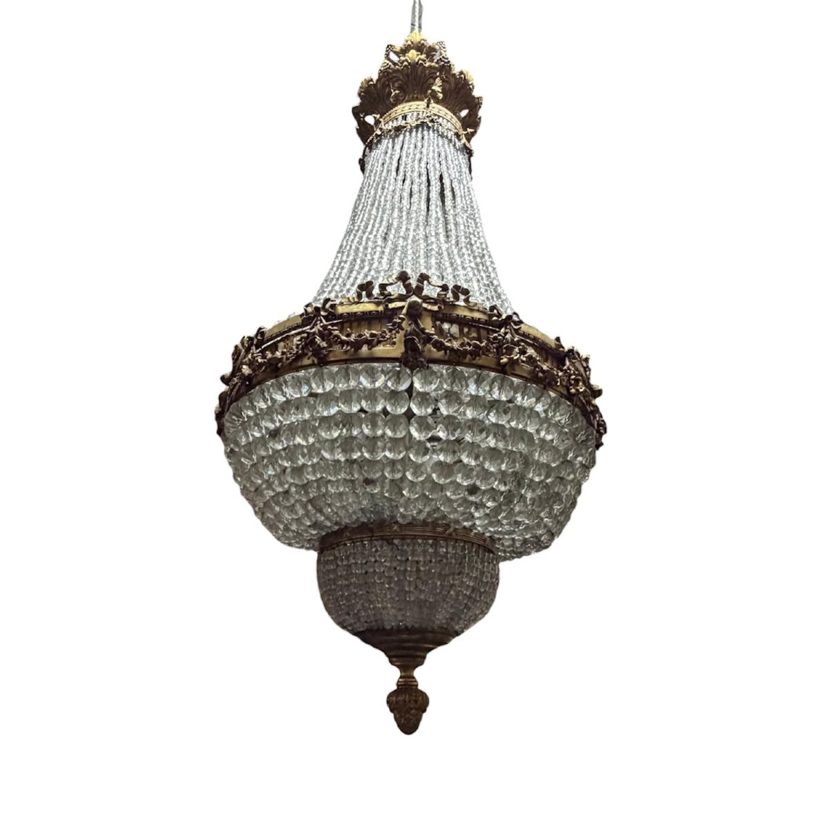 Lustre en bronze doré et cristal en forme de montgolfière – France, milieu du XIXe siècle-photo-3