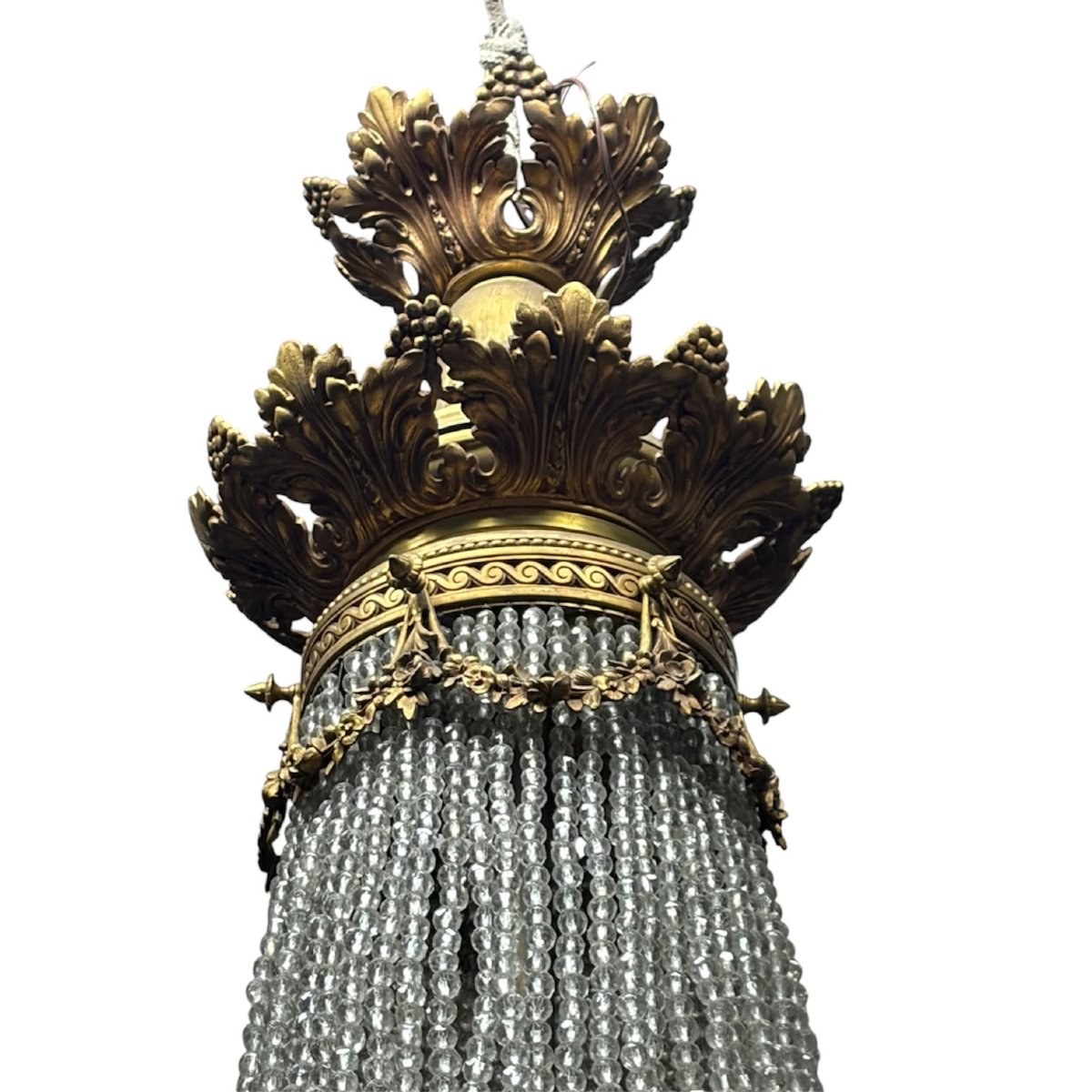 Lustre en bronze doré et cristal en forme de montgolfière – France, milieu du XIXe siècle-photo-1