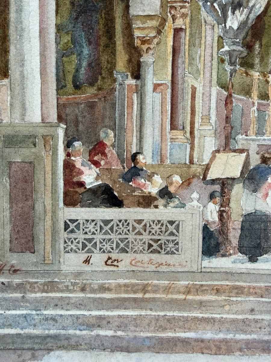 Michele Cortigiani – Intérieur de la Chapelle Palatine de Palerme – Aquarelle-photo-1