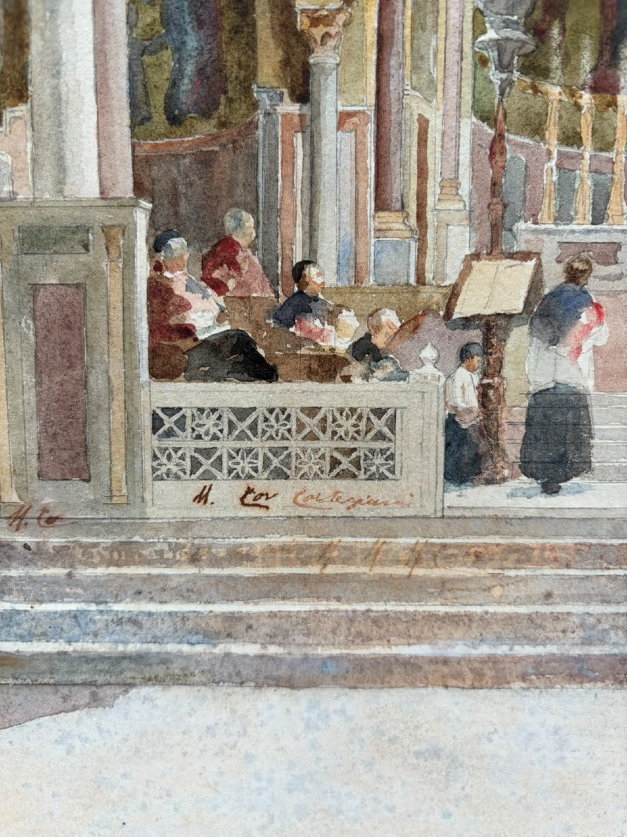 Michele Cortigiani – Intérieur de la Chapelle Palatine de Palerme – Aquarelle-photo-2
