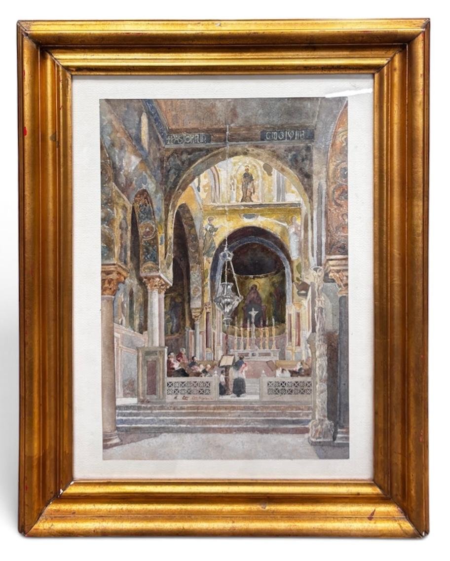 Michele Cortigiani – Intérieur de la Chapelle Palatine de Palerme – Aquarelle-photo-3