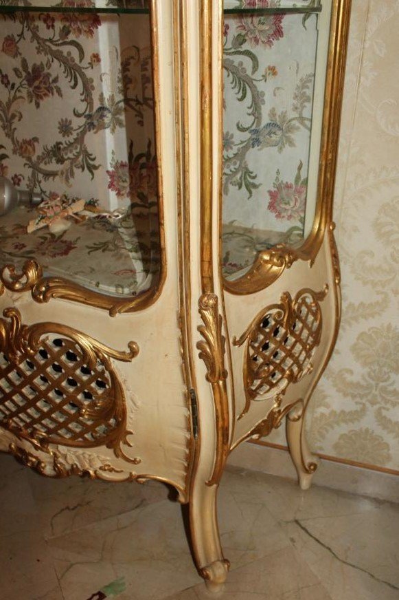 Large Louis XV Living Room Set In Lacquer And Gold, 14-piece Set-photo-3
