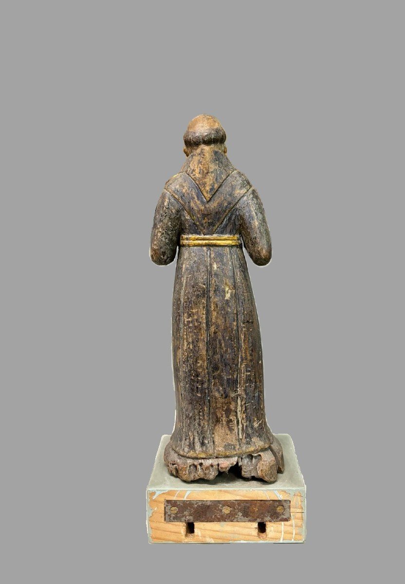 Sculpture en bois polychrome, représentant une figure religieuse-photo-2