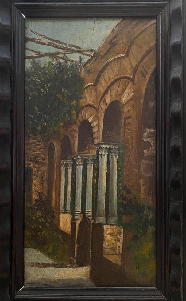 Pair Of Paintings, “san Domenico Cloister, Monreale.” 20th Century-photo-3