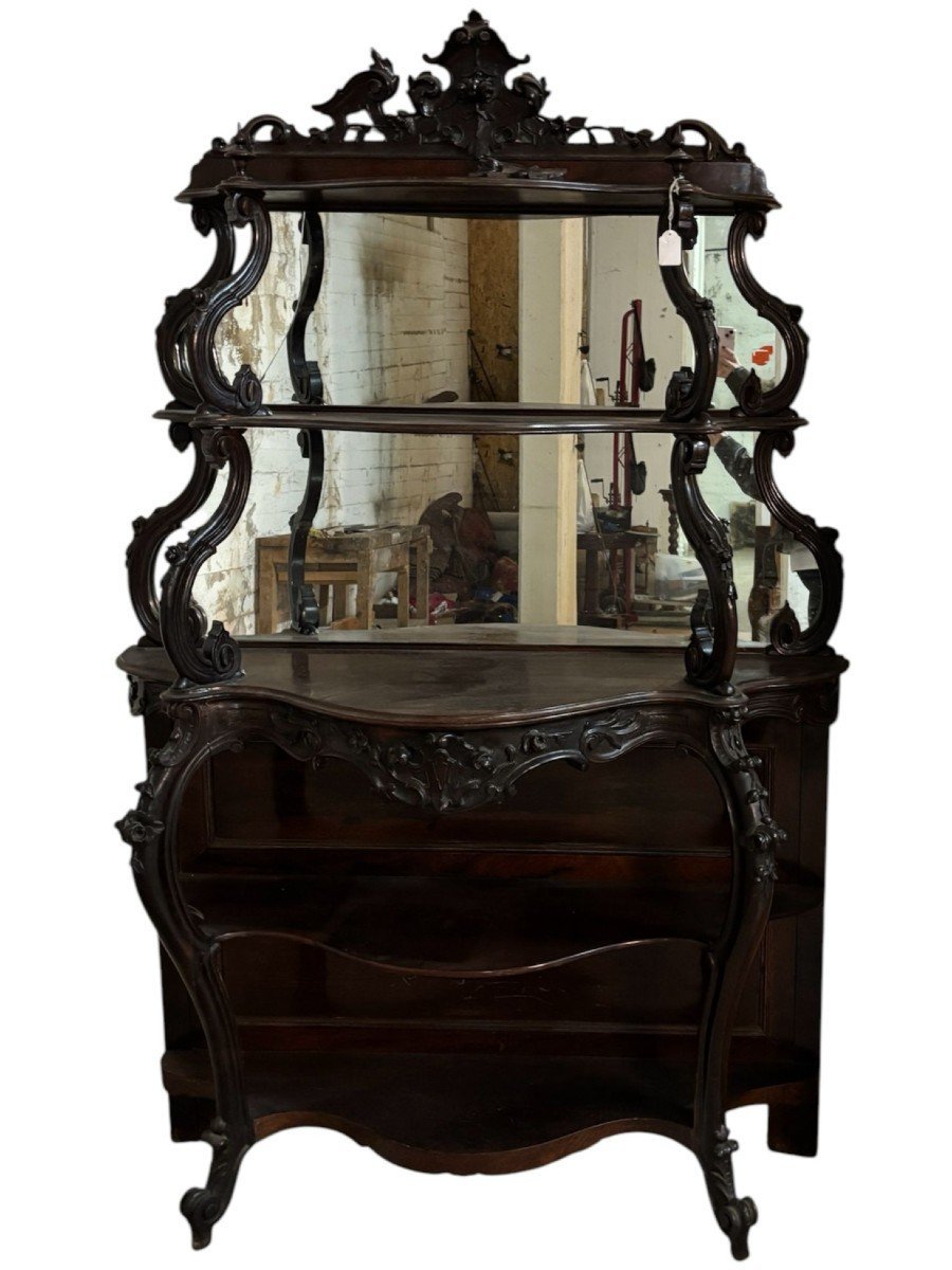 Console En Palissandre Avec Miroirs.