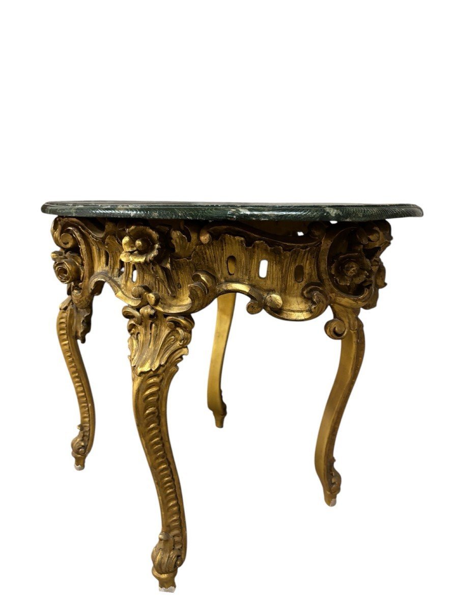 Table basse de style Louis XV en or pur-photo-3