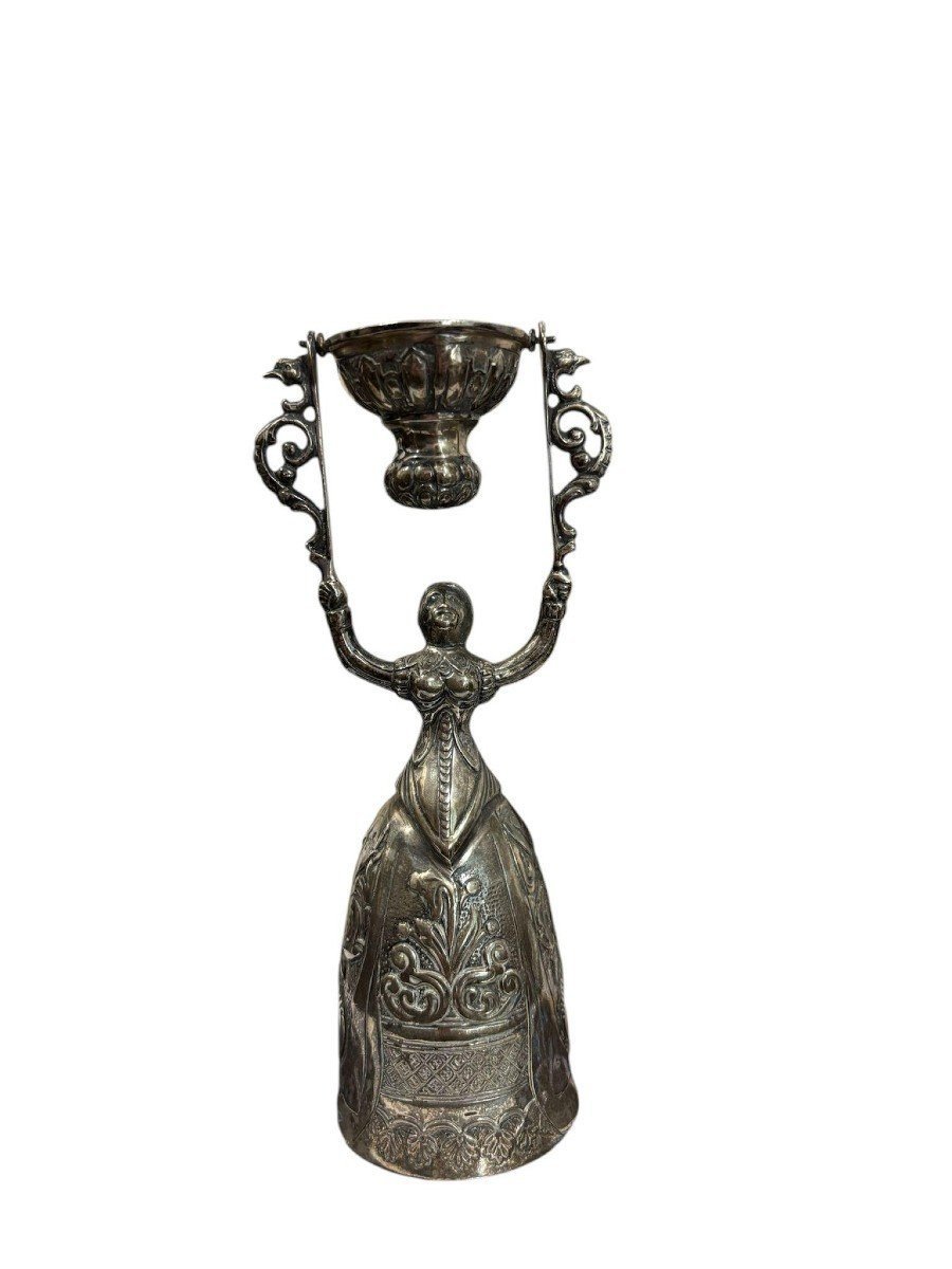 Coupe De Mariage Allemande En Argent De Style Baroque, XIXe Siècle-photo-2
