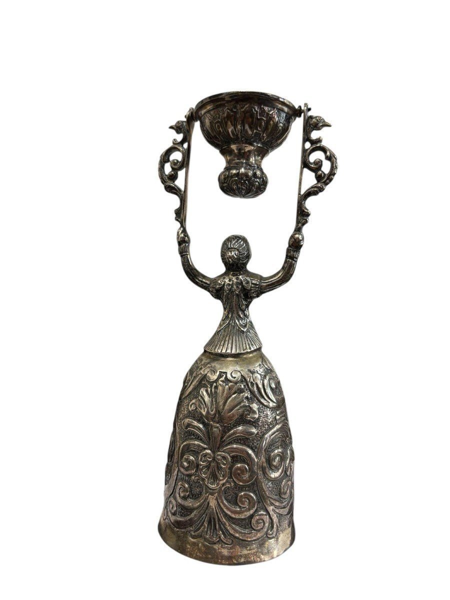 Coupe De Mariage Allemande En Argent De Style Baroque, XIXe Siècle-photo-4