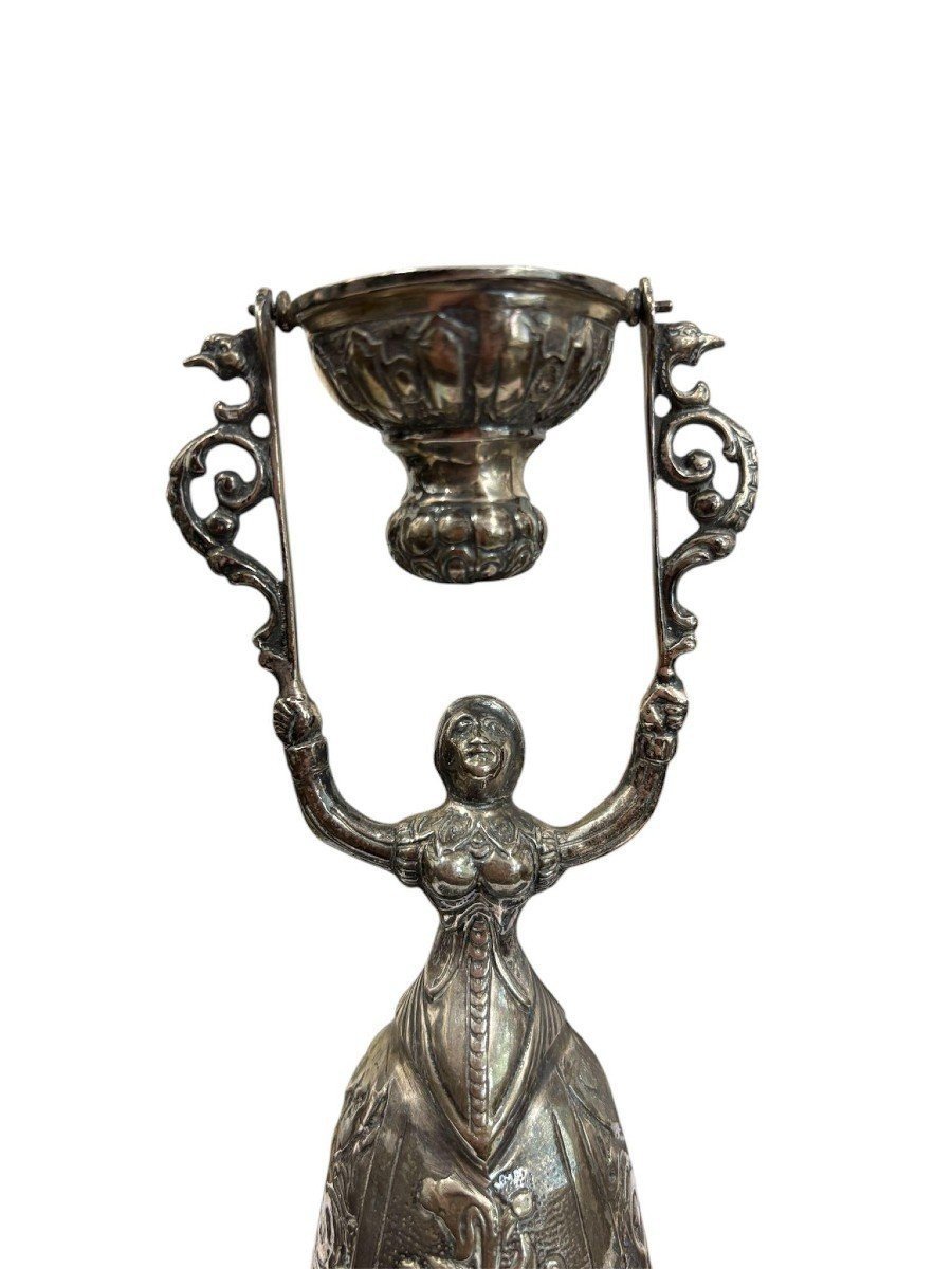 Coupe De Mariage Allemande En Argent De Style Baroque, XIXe Siècle-photo-3