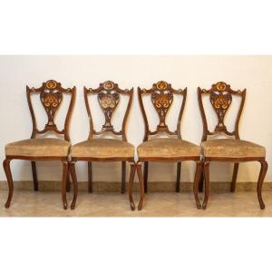 4 English Chairs, Second Half Of The 1800s