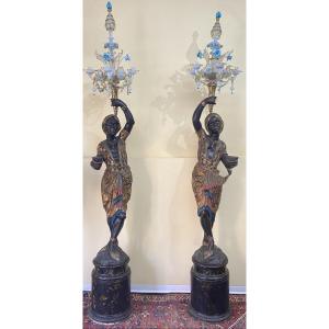 Pair Sculptures Depicting Moors , Venice Second Half Of The Eighteenth Century