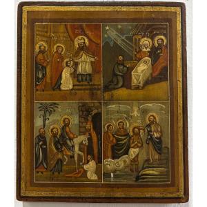 19th Century Icons, Depicting 4 Biblical Scenes.