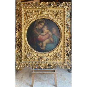 Tableau représentant la Vierge à l'Enfant (copie de la « Madonna della Seggiola » de Raphaël)
