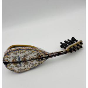 Decorated Majolica Mandolin – Fourmaintreaux Frères, Desvres, Late 19th Century