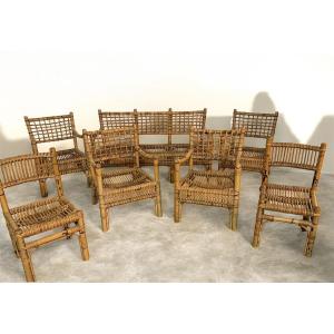 Bamboo And Rattan Living Room Set – Attributed To Franco Albini For Bonacina, Italy, 1950s–1960