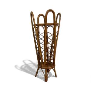 Woven Rattan Plant Pot, Italy, 1950s