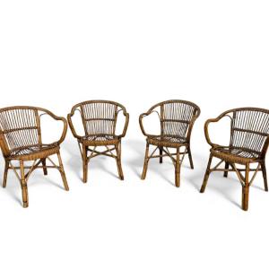 Ensemble de 4 fauteuils de jardin M753 de Gervasoni, Udine, Italie, années 1930