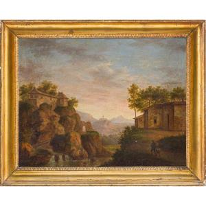 ANDRÉA SOTTILE (Termini Imerese 1802 - Palerme 1856) Paysage de montagne avec voyageurs