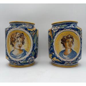 Paire De Cylindres « Caltagirone» XVIIIe Siècle
