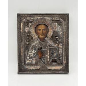 Russian Icon Of St. Nicholas With A Silver Frame – Russia, 1810