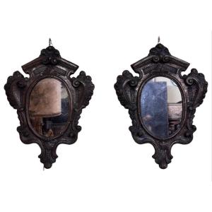 Pair Of Silver-plated Metal Mirrors, Louis XV Style