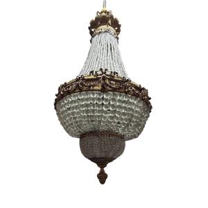 Hot-air Balloon Chandelier In Gilded Bronze And Crystal – France, Mid-19th Century