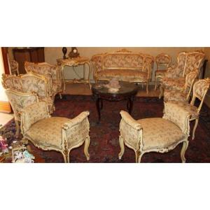 Grand Salon Louis XV En Laque Et Or 14 Pièces