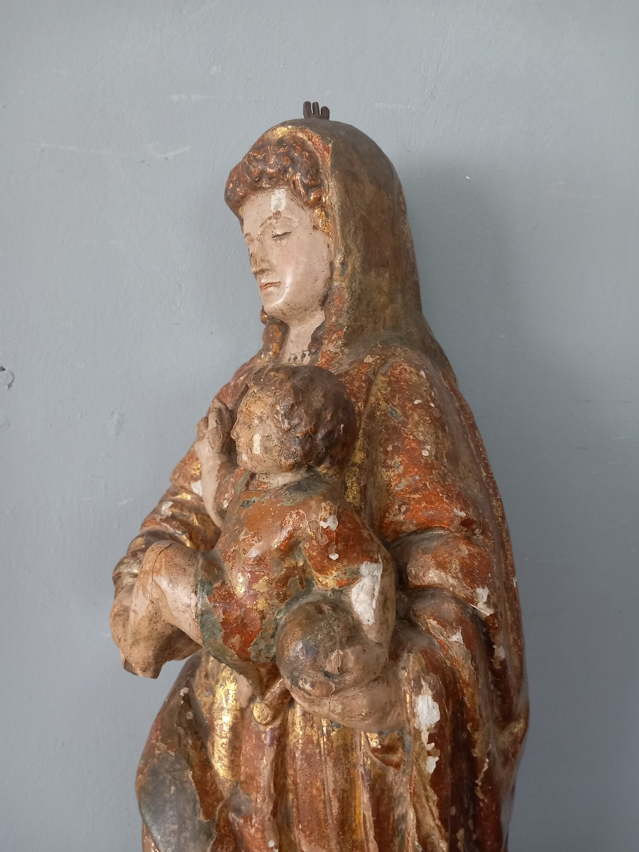 Wooden Sculpture - Madonna With Child. '500, Italy -photo-4
