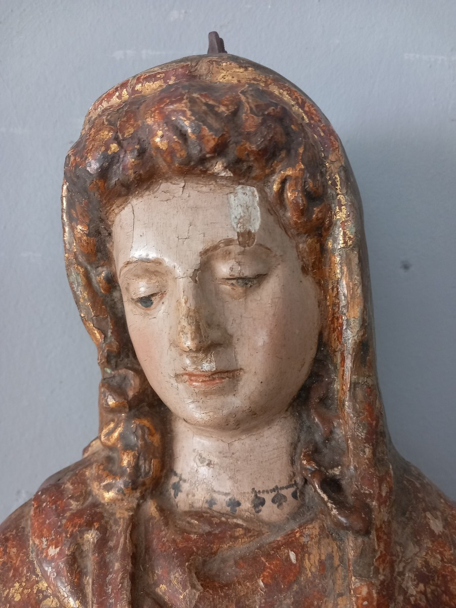 Wooden Sculpture - Madonna With Child. '500, Italy -photo-3