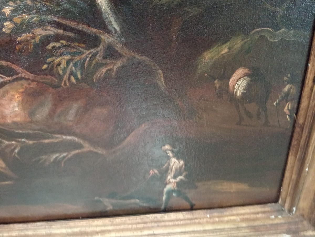 Oil Painting On Canvas - Landscape With Figures, 18th Century  Period, Liguria-photo-1