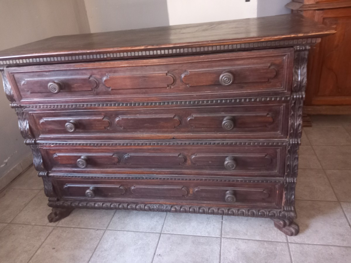 Walnut Chest Of Drawers, 17th Century, Lombardy-photo-2