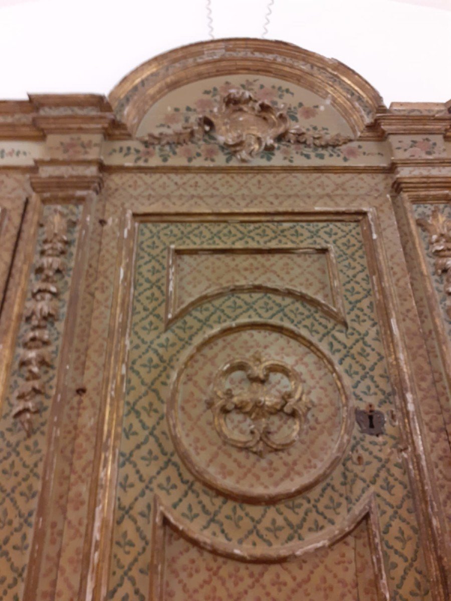 Notarial Cabinet (or Sacristy) In Lacquer With Floral Decorations.  No Religious References.  Period '600, Palermo  Dimensions Cm 322 H  Base 115 X 110 Cm  Raised 45 X 45 Cm; 162 X 45 Cm-photo-3