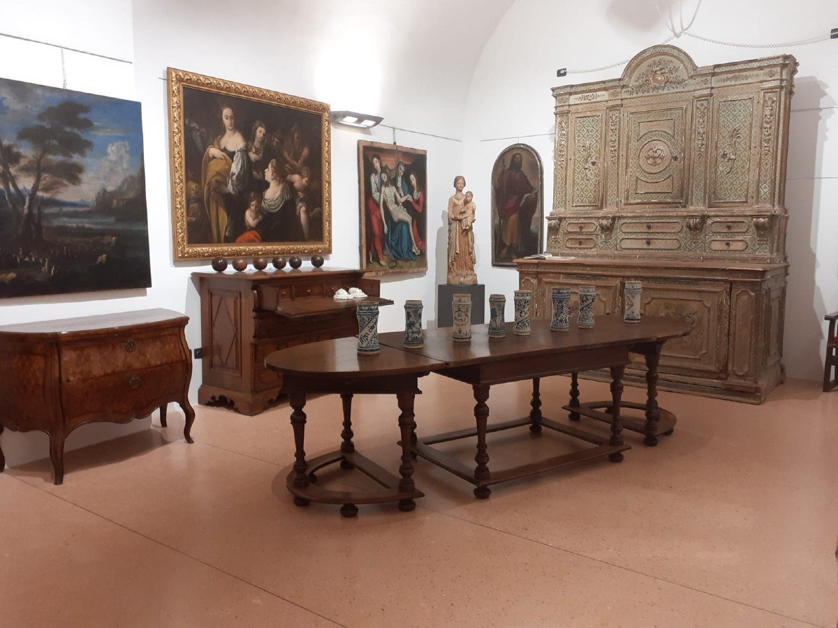 Notarial Cabinet (or Sacristy) In Lacquer With Floral Decorations.  No Religious References.  Period '600, Palermo  Dimensions Cm 322 H  Base 115 X 110 Cm  Raised 45 X 45 Cm; 162 X 45 Cm-photo-2