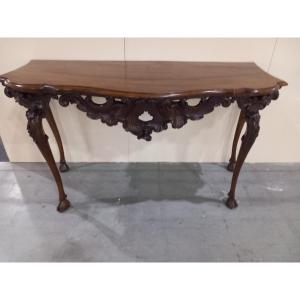 Finely Carved Walnut Console, 18th Century, Piedmont