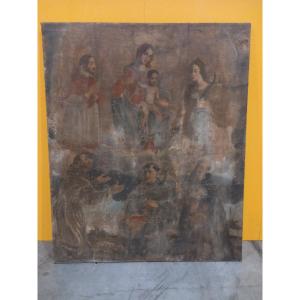 Altarpiece Depicting The Madonna And Child With Saints, 17th Century