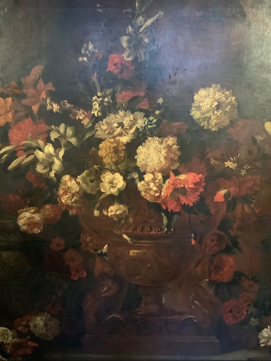 Large Oil On Canvas Still Life Late 18 Th Century-photo-2