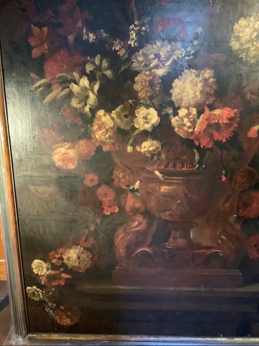 Large Oil On Canvas Still Life Late 18 Th Century-photo-3