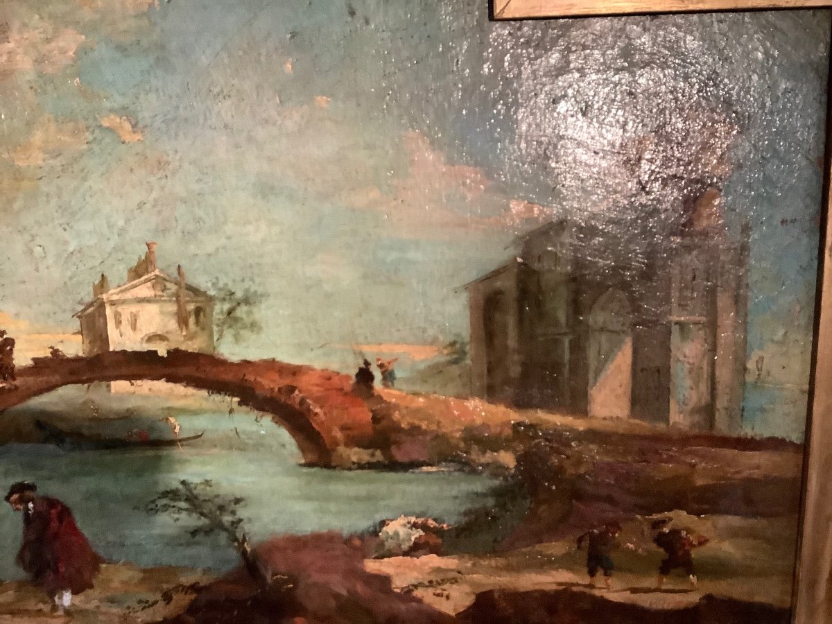 Oil On Canvas Capriccio Style Guardi Ep Late 700 Early 800-photo-3