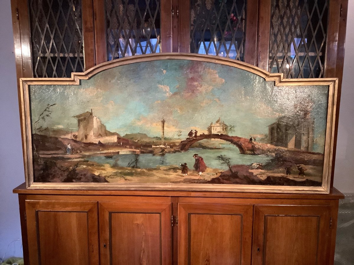 Oil On Canvas Capriccio Style Guardi Ep Late 700 Early 800