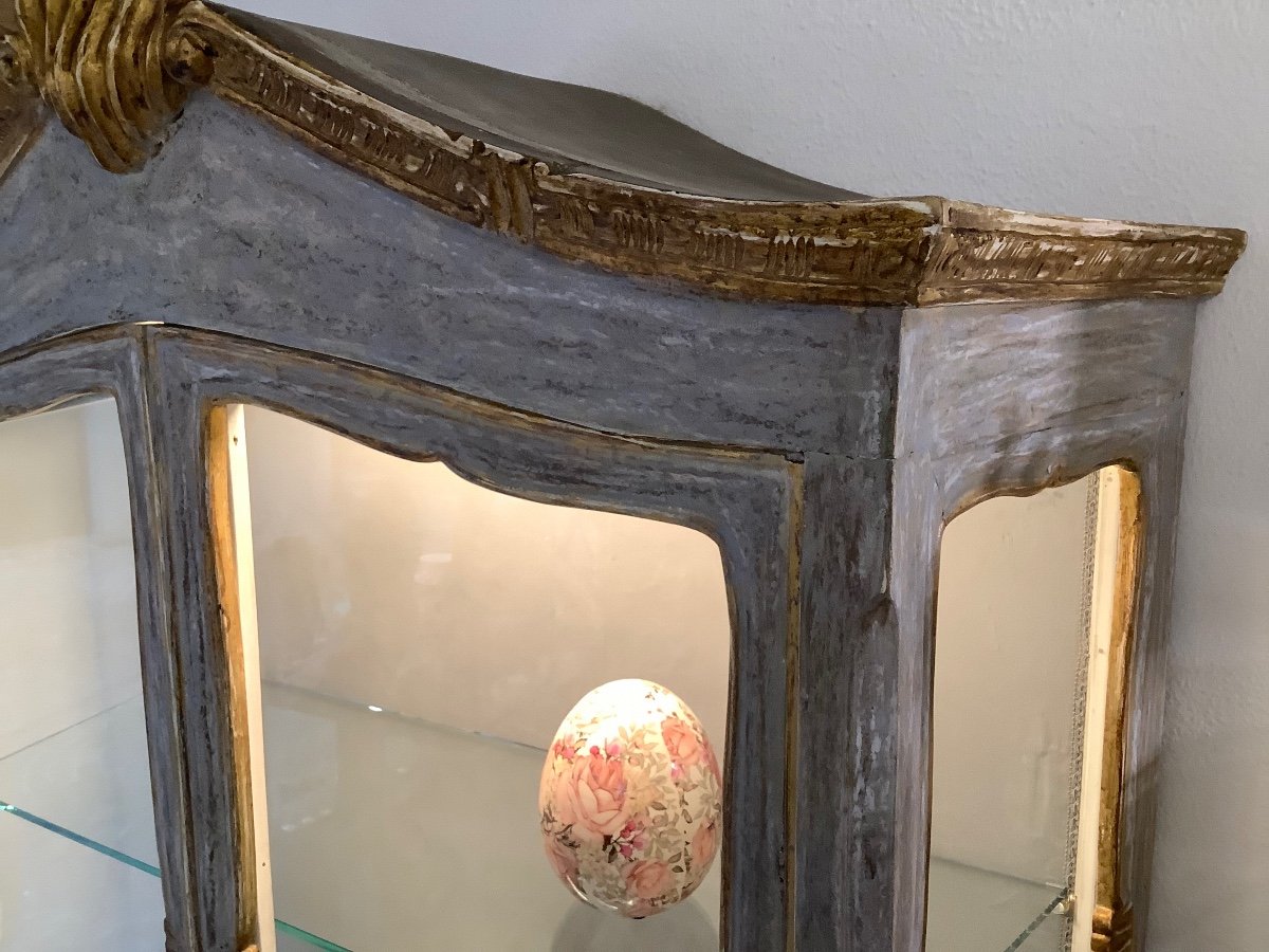 Showcase In Gilded And Lacquered Wood Late 19th Century-photo-2