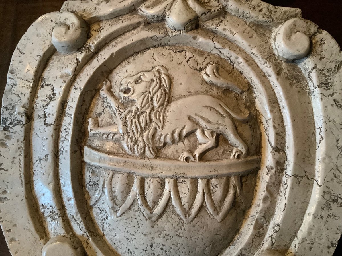 Armoiiries Heraldiques En Marbre  Ep XIX Siecle-photo-2