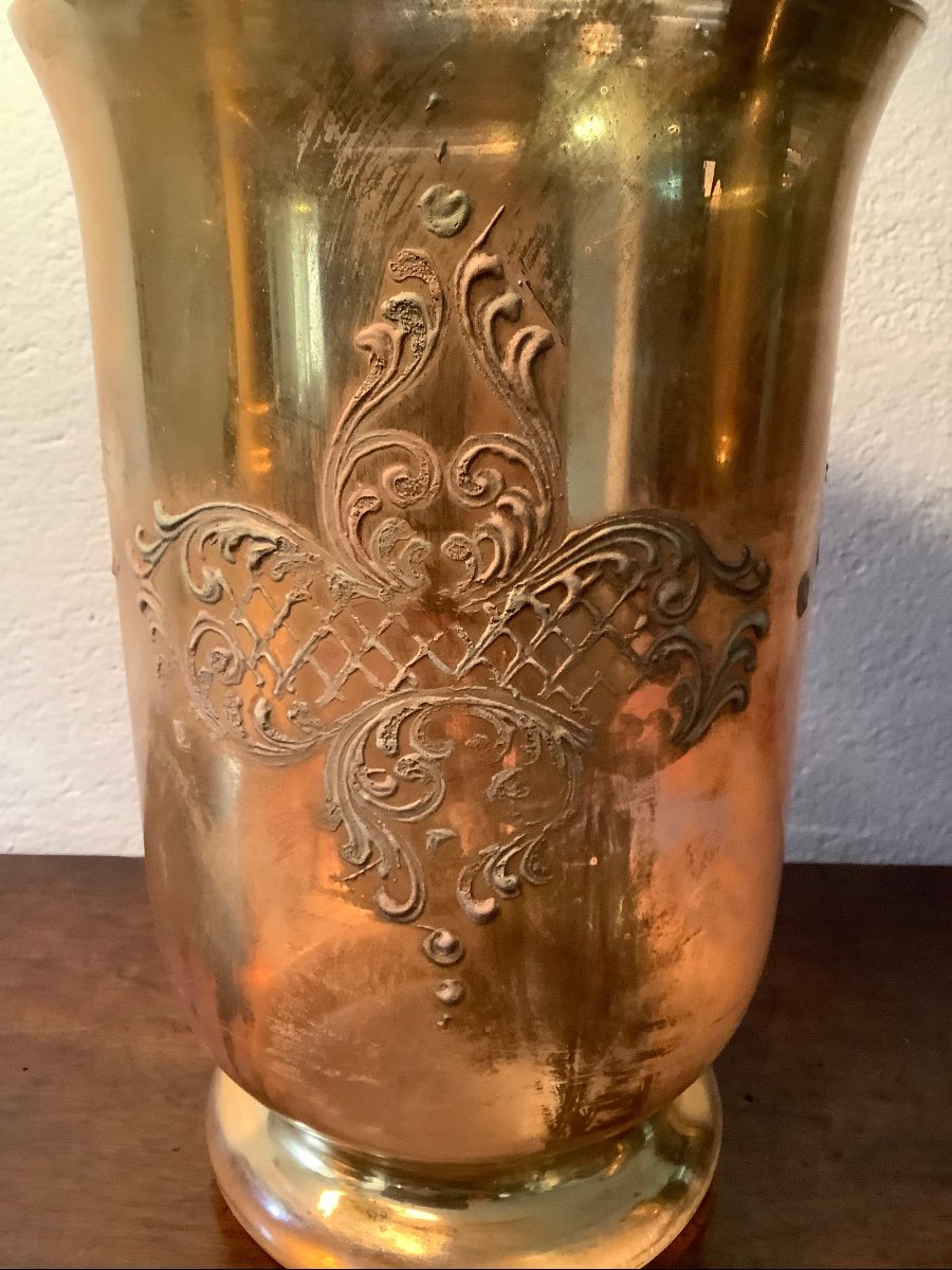 Vase en verre dore’ Murano 20eme siecle-photo-3