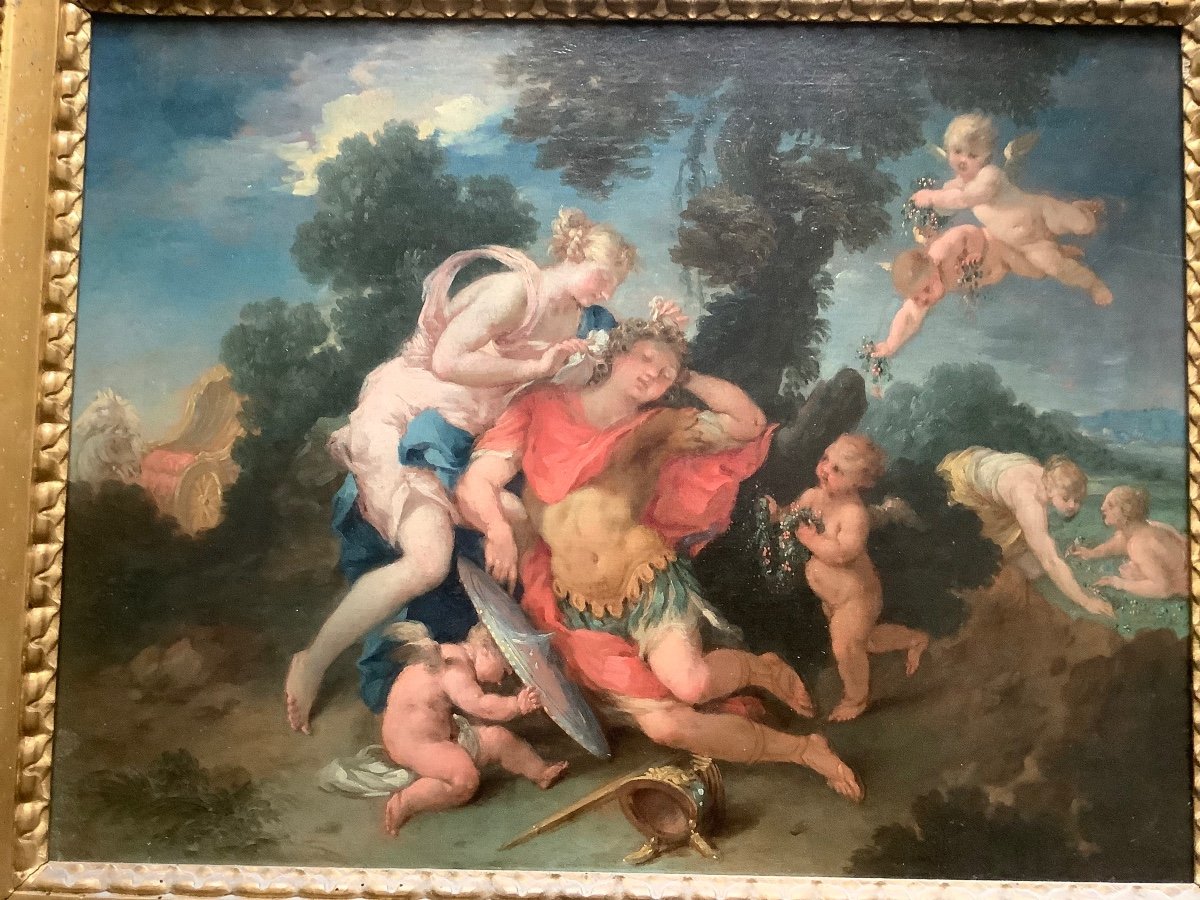 Paire De Peintures A’ L’huile Sur Toile Representant Rinaldo Et Armida Parme Ep 1666 - 1751-photo-2