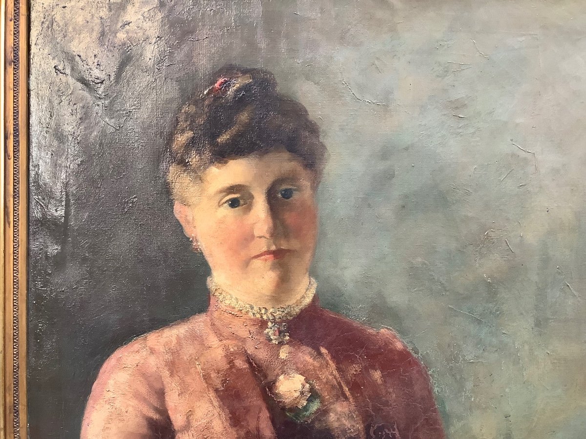 Oil On Canvas Lady With Fan Ep 800-photo-2