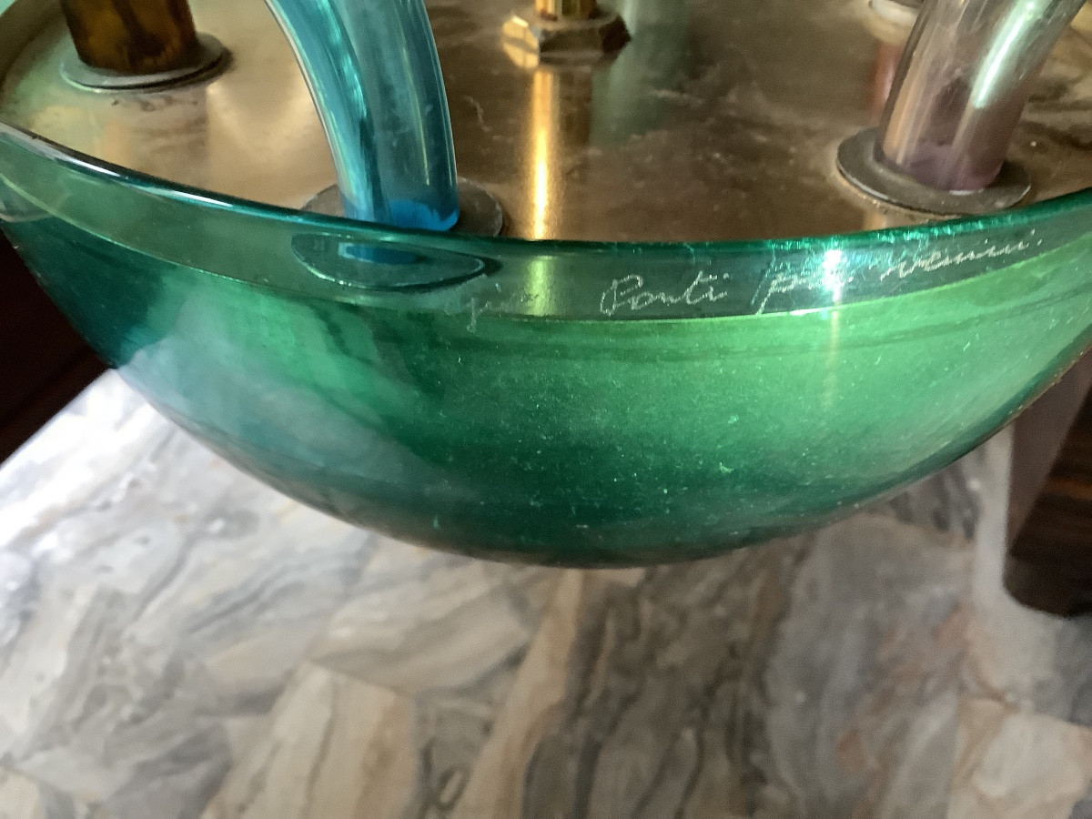 Murano Glass Chandelier From The 80s Signed Gio Ponti For Venini-photo-2