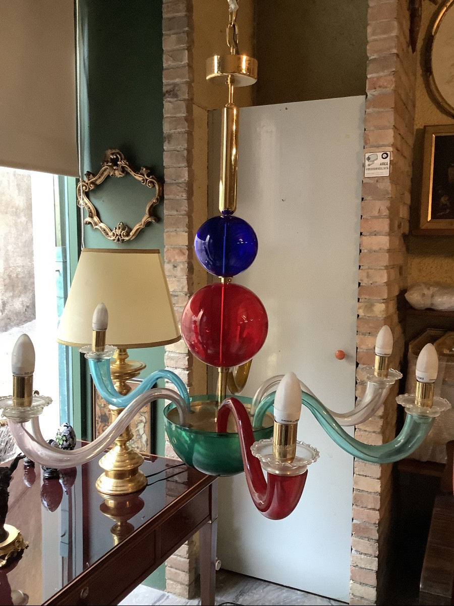 Murano Glass Chandelier From The 80s Signed Gio Ponti For Venini
