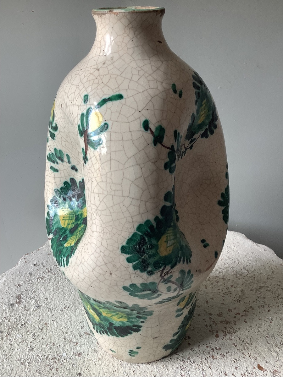 Albarello With Handles In Majolica With Yellow Flowers Ep 800-photo-2