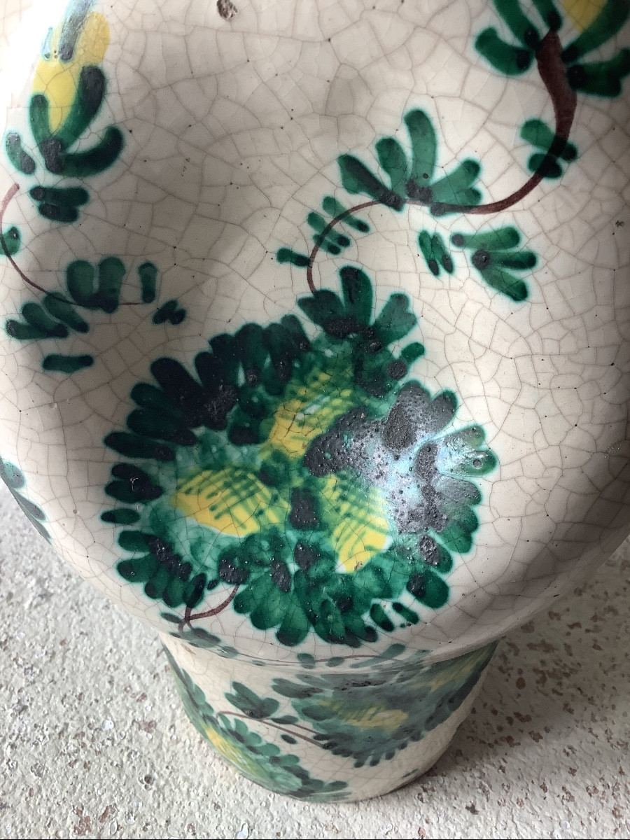 Albarello With Handles In Majolica With Yellow Flowers Ep 800-photo-2