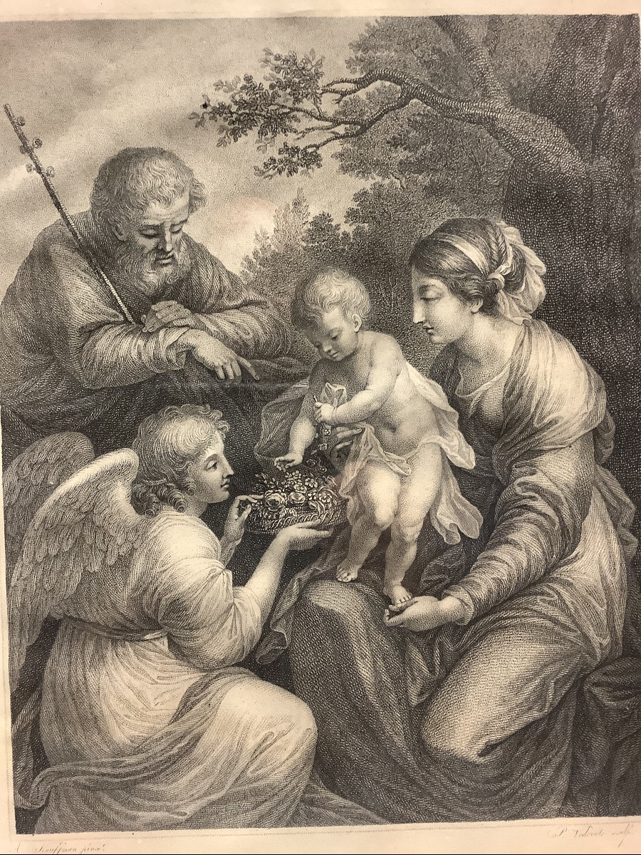 Gravure representant la sainte fa mille avec l’ange .Ep 1774-1847 de Pietro Vedovato-photo-2